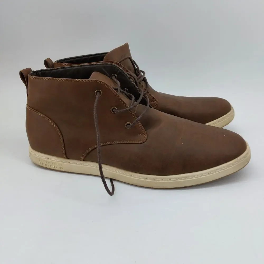 Perry Ellis Portfolio Men's Brown Lace Up Demi Hi Casual Dress Sneaker